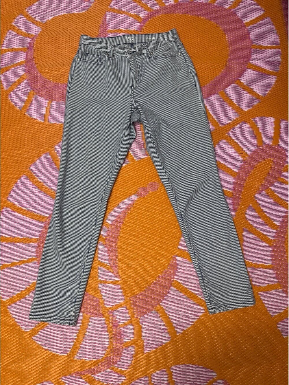 Crown & ivy blue striped jeans